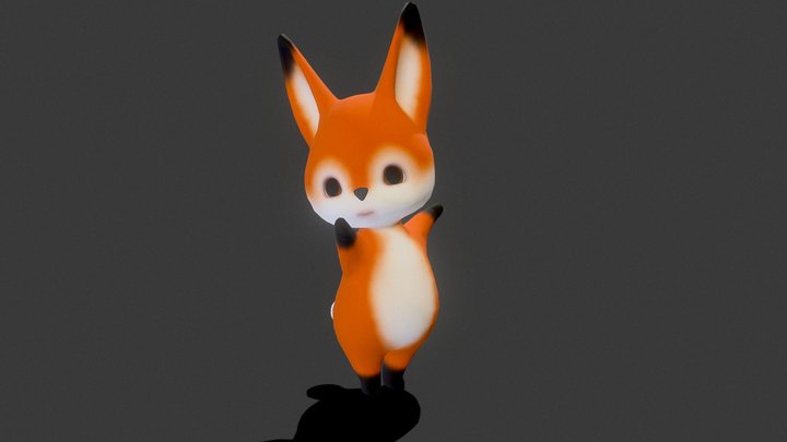 Cute little  Fox full face & body rigged 3D Model