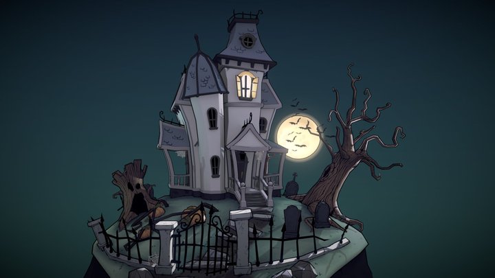 Stylized Halloween Mansion 3D Model