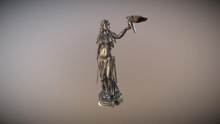 Statue of the Celtic goddess Morgana or Morrigan 3D Model